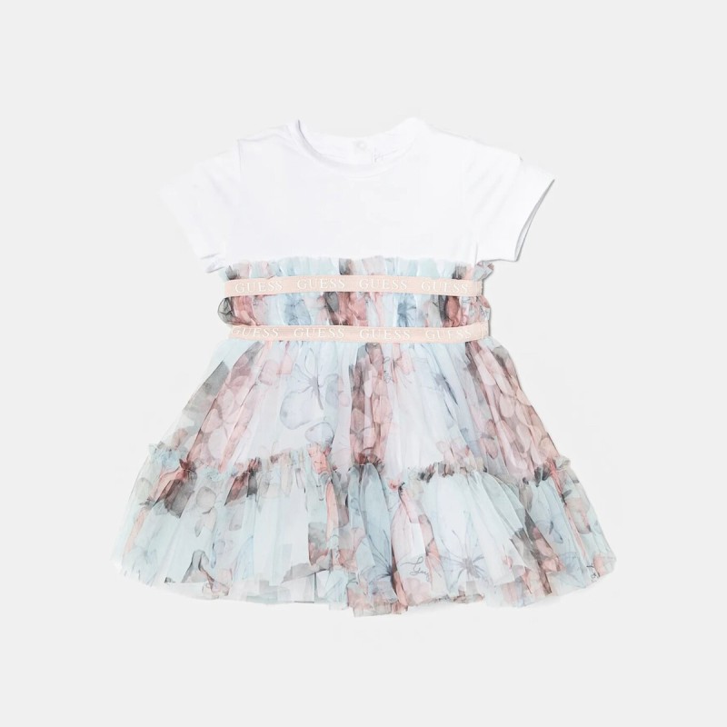 Guess Βρεφικό Φόρεμα Floral Τούλινο Λευκό – Σετ με Βρακάκι Guess Βρεφικό Φόρεμα Floral Τούλινο Λευκό – Σετ με Βρακάκι