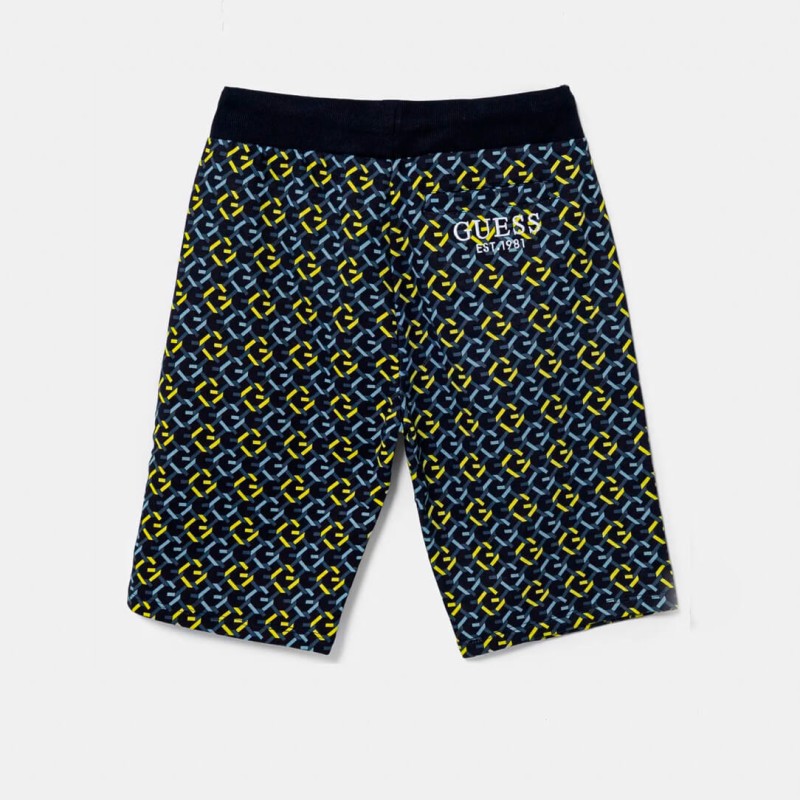 Guess Boys' Dark Blue Athletic Shorts with Multicolour Logo Print Guess Boys' Dark Blue Athletic Shorts with Multicolour Logo Print