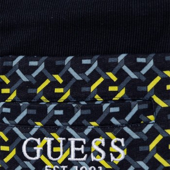 Guess Boys' Dark Blue Athletic Shorts with Multicolour Logo Print