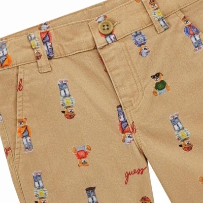 Guess Boys' Gabardine Bermuda Shorts in Beige Mountain Honey