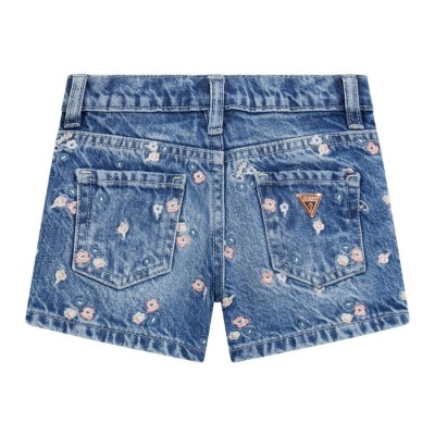 Guess Girls' Denim Shorts with Embroidered Flowers Guess Girls' Denim Shorts with Embroidered Flowers