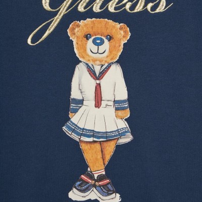 Guess Girls' Short-Sleeve French Terry Dress in Dark Blue Guess Girls' Short-Sleeve French Terry Dress in Dark Blue