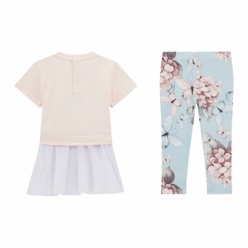 GUESS Παιδικό Σετ Σομόν Μπλούζα & Βεραμάν Κολάν με Πεταλούδες για Κορίτσι