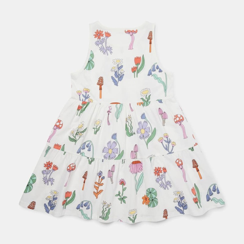 Stella McCartney Girls’ White Sleeveless Dress with Multicolour Woodland Print Stella McCartney Girls’ White Sleeveless Dress with Multicolour Woodland Print
