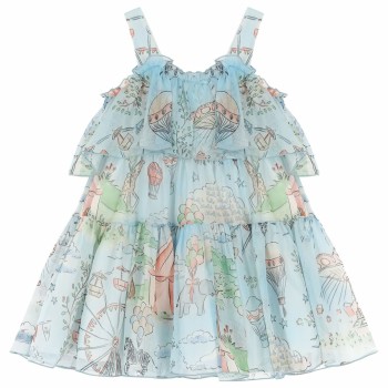 Abel & Lula Παιδικό Φόρεμα Γκοφρέ με Τιράντες  Γαλάζιο