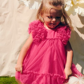 Abel & Lula – Φόρεμα Μωρού με Πλούσιο Τούλι σε Φούξια Απόχρωση