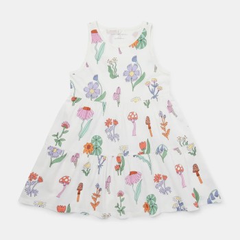 Stella McCartney Παιδικό Λευκό Αμάνικο Φόρεμα με Πολύχρωμα Λουλούδια Woodland Print