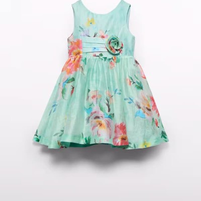 Abel & Lula Girls’ Linen Floral Dress Mint Green Abel & Lula Girls’ Linen Floral Dress Mint Green