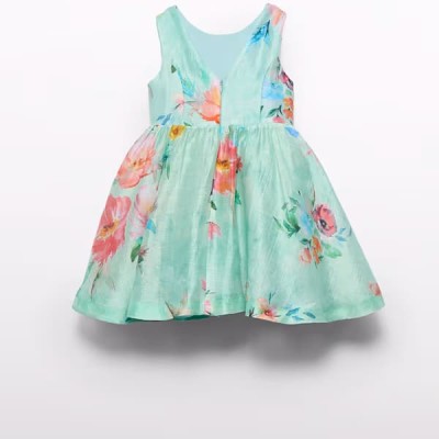 Abel & Lula Girls’ Linen Floral Dress Mint Green Abel & Lula Girls’ Linen Floral Dress Mint Green