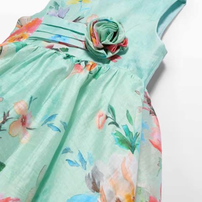 Abel & Lula Girls’ Linen Floral Dress Mint Green Abel & Lula Girls’ Linen Floral Dress Mint Green