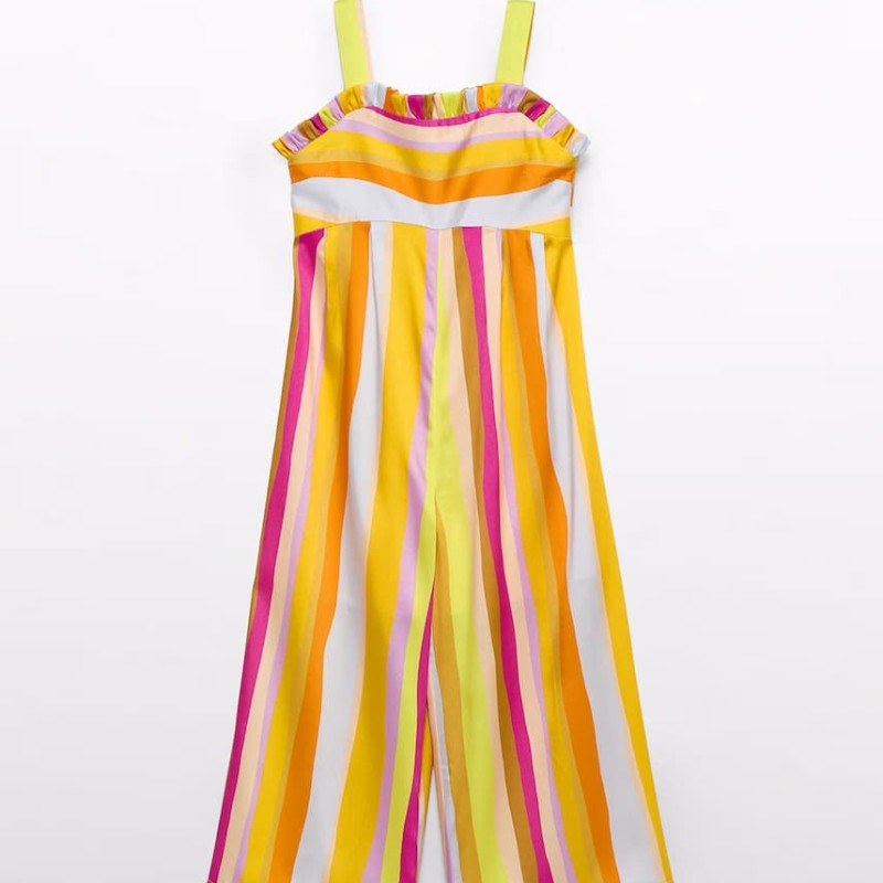 Abel & Lula Girls' Striped Multicolor Jumpsuit Abel & Lula Girls' Striped Multicolor Jumpsuit