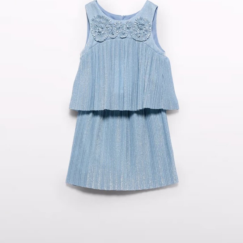 Abel & Lula Girls’ Outfit Set Top & Light Blue Pleated Glitter Skirt Abel & Lula Girls’ Outfit Set Top & Light Blue Pleated Glitter Skirt