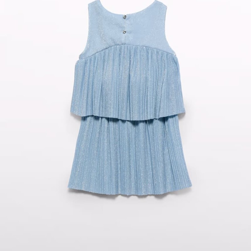 Abel & Lula Girls’ Outfit Set Top & Light Blue Pleated Glitter Skirt Abel & Lula Girls’ Outfit Set Top & Light Blue Pleated Glitter Skirt