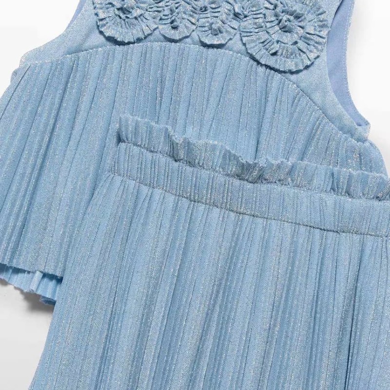 Abel & Lula Girls’ Outfit Set Top & Light Blue Pleated Glitter Skirt Abel & Lula Girls’ Outfit Set Top & Light Blue Pleated Glitter Skirt