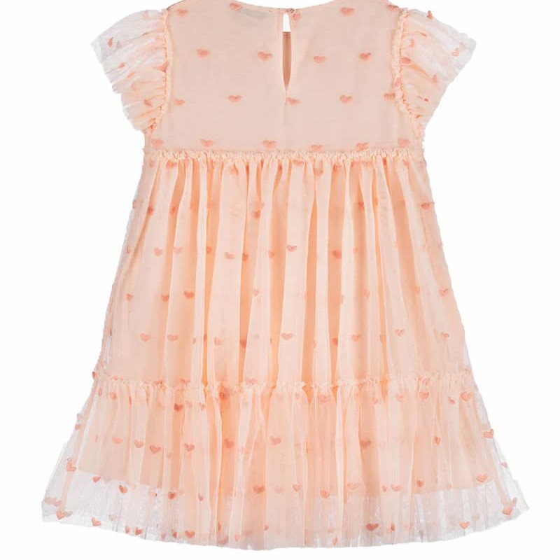 Stella McCartney Kids Girls Salmon Tulle Dress with Hearts Stella McCartney Kids Girls Salmon Tulle Dress with Hearts
