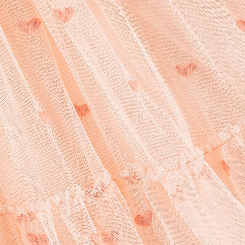 Stella McCartney Kids Girls Salmon Tulle Dress with Hearts Stella McCartney Kids Girls Salmon Tulle Dress with Hearts