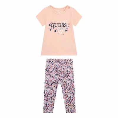 Guess Baby Girls’ Summer Set with Floral Leggings and Logo T-Shirt Peach/Cream (2-Piece) Guess Baby Girls’ Summer Set with Floral Leggings and Logo T-Shirt Peach/Cream (2-Piece)