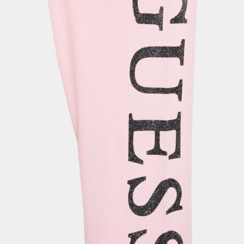 GUESS Παιδικό Βαμβακερό Κολάν Ροζ με Μαύρο Glitter Λογότυπο GUESS Παιδικό Βαμβακερό Κολάν Ροζ με Μαύρο Glitter Λογότυπο