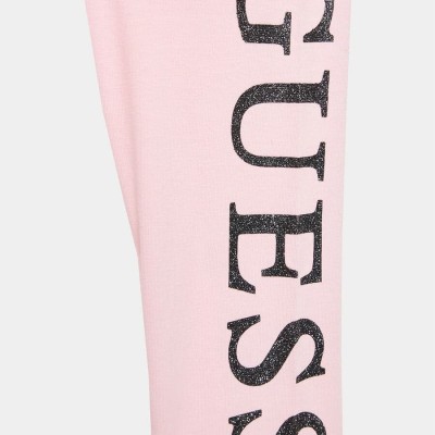 GUESS Παιδικό Βαμβακερό Κολάν Ροζ με Μαύρο Glitter Λογότυπο GUESS Παιδικό Βαμβακερό Κολάν Ροζ με Μαύρο Glitter Λογότυπο
