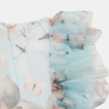 Guess Παιδικό Φόρεμα με Βολάν σε Γαλάζια Απόχρωση