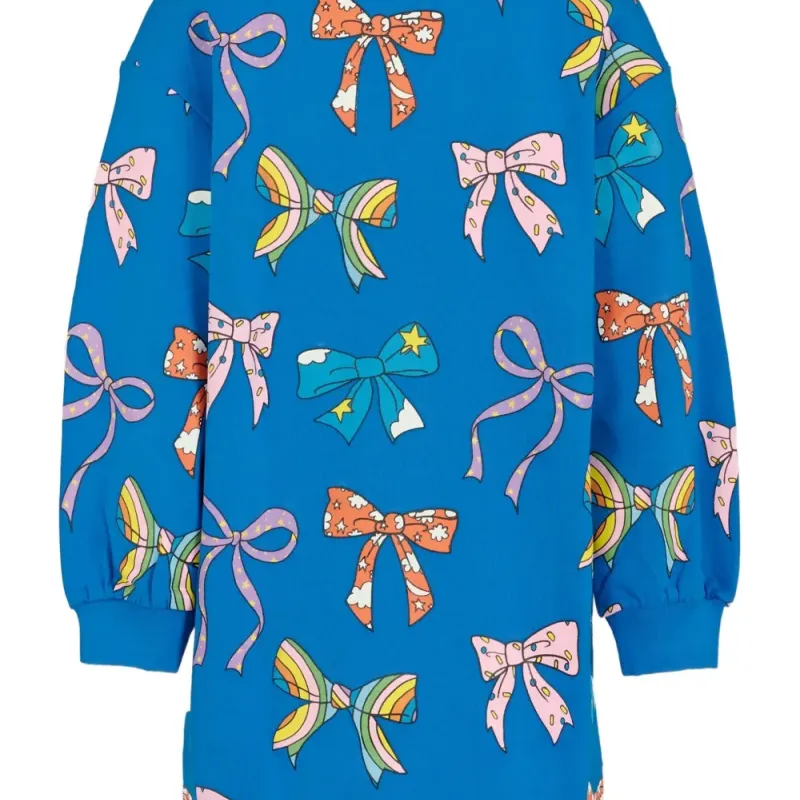 Stella Mc Cartney Blue Print Long-Sleeve Dress With Ribbons Stella Mc Cartney Blue Print Long-Sleeve Dress With Ribbons