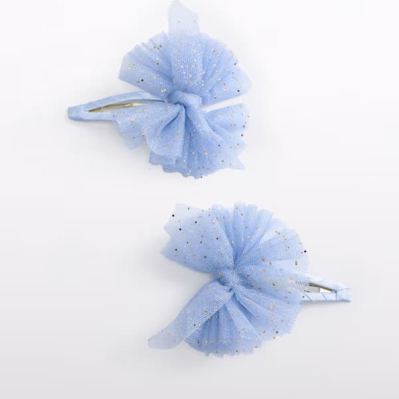 Abel & Lula Kids Tulle Light Blue Glitter Hair Clip