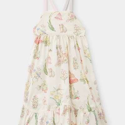Stella Mc Cartney Kids Cotton Dress with Forest Animals Stella Mc Cartney Kids Cotton Dress with Forest Animals