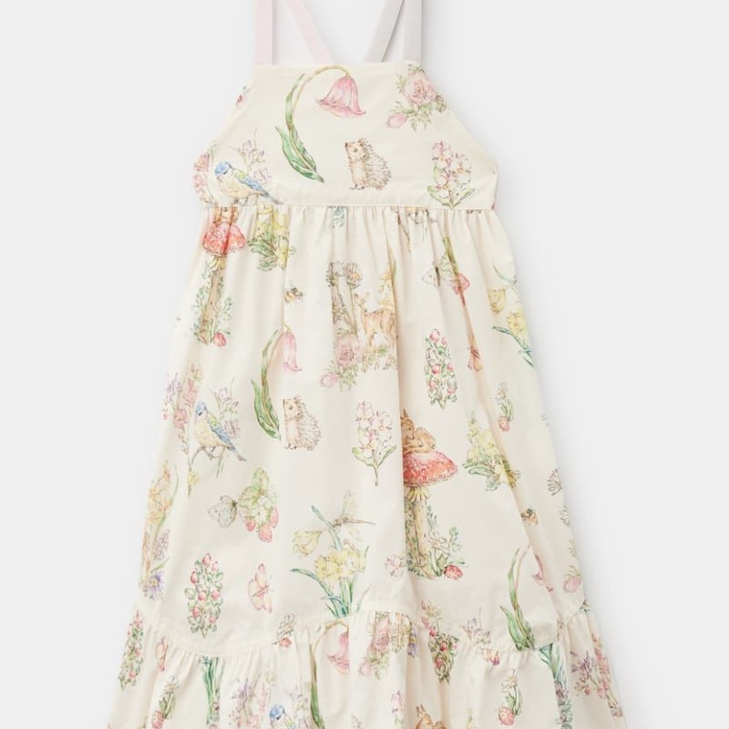Stella Mc Cartney Kids Cotton Dress with Forest Animals Stella Mc Cartney Kids Cotton Dress with Forest Animals