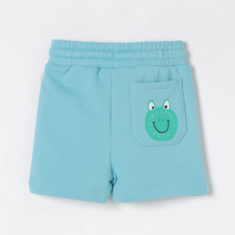 Stella Mc Cartney Baby Cotton Light Blue Shorts with Frog Stella Mc Cartney Baby Cotton Light Blue Shorts with Frog