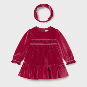 Mayoral Baby Girls’ Red Velvet Dress with Headband
