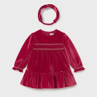 Mayoral Baby Girls’ Red Velvet Dress with Headband