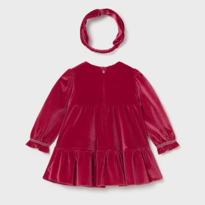 Mayoral Baby Girls’ Red Velvet Dress with Headband