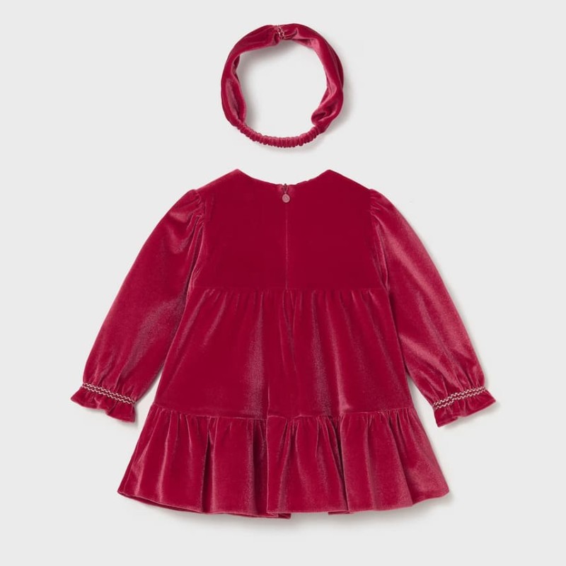 Mayoral Baby Girls’ Red Velvet Dress with Headband