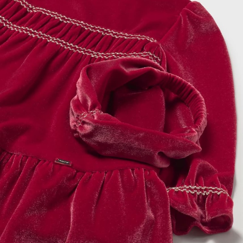 Mayoral Baby Girls’ Red Velvet Dress with Headband