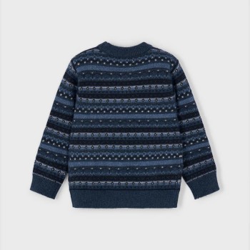 Mayoral Παιδικό Αγορίστικο Μπλε Ζέρσεϊ Πουλόβερ με Σχέδιο Ζακάρ