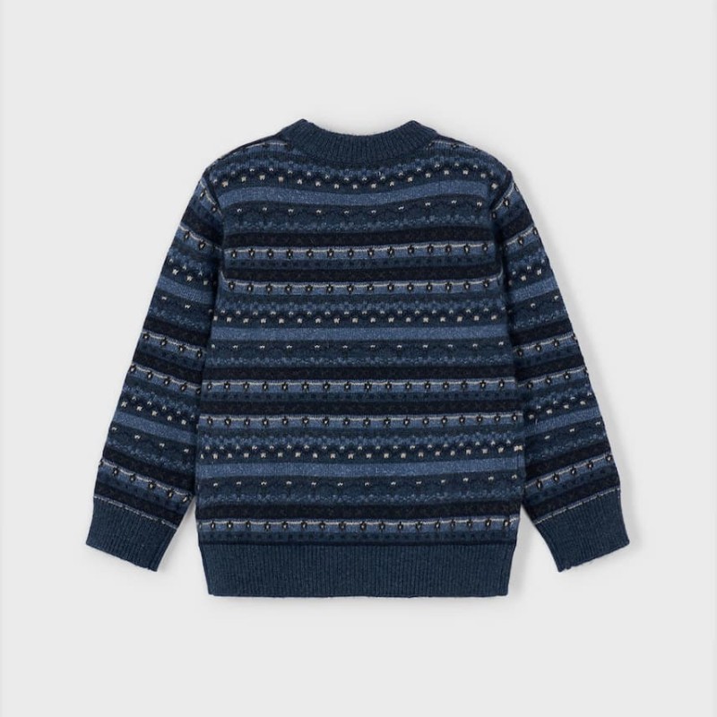 Mayoral Παιδικό Αγορίστικο Μπλε Ζέρσεϊ Πουλόβερ με Σχέδιο Ζακάρ