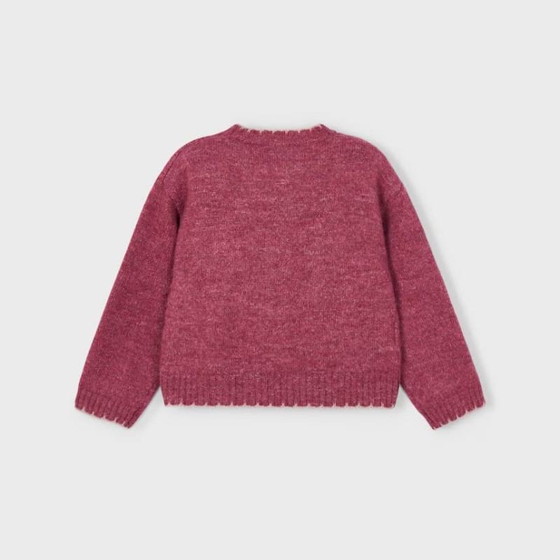 Mayoral Παιδική Κοριτσίστικη Ζέρσεϊ Μάλλινη Κερασί Μπλούζα με Πριντ Κορώνας