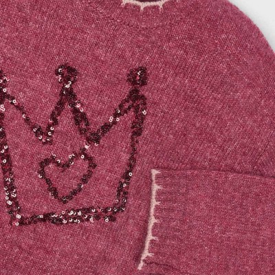 Mayoral Παιδική Κοριτσίστικη Ζέρσεϊ Μάλλινη Κερασί Μπλούζα με Πριντ Κορώνας