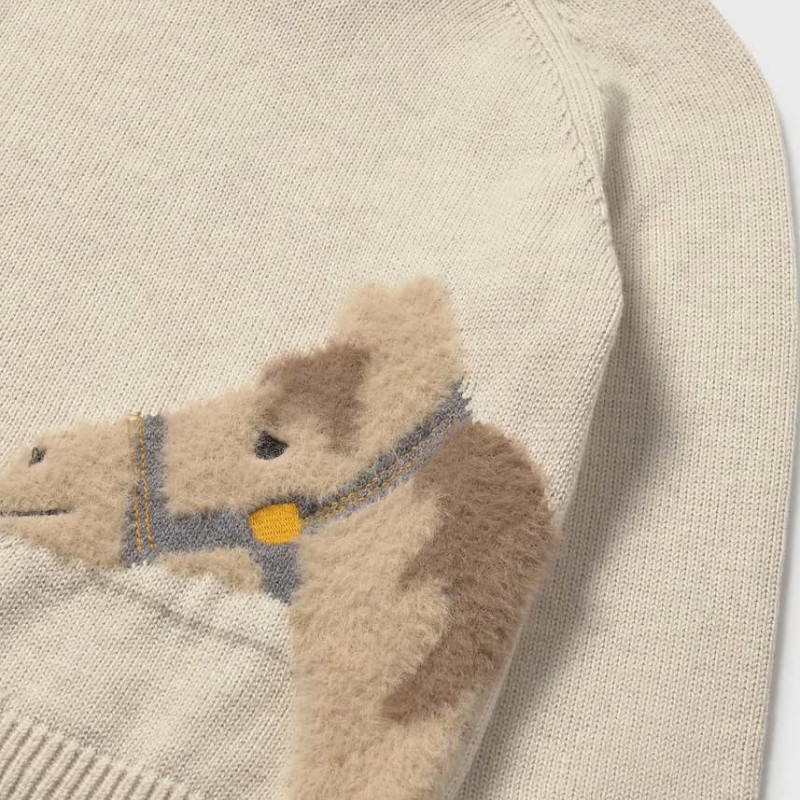 Mayoral Baby Beige Knitted Jersey Top with Horse Embroidery Mayoral Baby Beige Knitted Jersey Top with Horse Embroidery