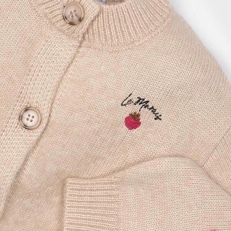 Mayoral Παιδική Κοριτσίστικη Μπεζ Πλεκτή Ζακέτα με Φράουλες Mayoral Παιδική Κοριτσίστικη Μπεζ Πλεκτή Ζακέτα με Φράουλες